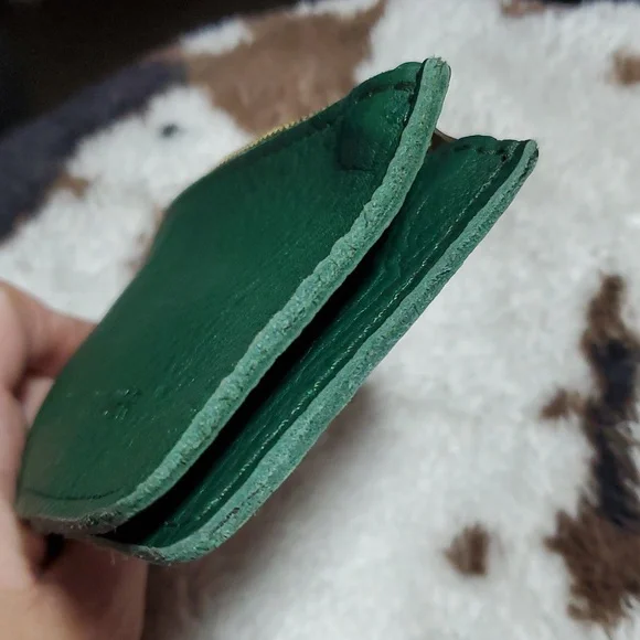 Portland Leather Zip-Zap Duo Leather Wallet Dual Zipper Closures Green Pebbled - Picture 11 of 14